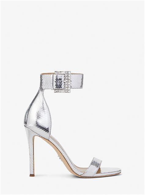 Giselle Metallic Snake Embossed Leather Sandal 